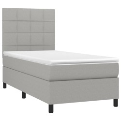 vidaXL Cama box spring colchón y luces LED tela gris claro 80x200 cm