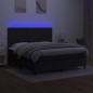 vidaXL Cama box spring colchón y luces LED tela negro 180x200 cm