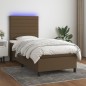 vidaXL Cama box spring colchón y luces LED tela marrón oscuro 80x200cm vidaXL Cama box spring colchón y luces LED tela marrón oscuro 80x200cm