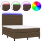 vidaXL Cama box spring colchón luces LED tela marrón oscuro 140x190 cm vidaXL Cama box spring colchón luces LED tela marrón oscuro 140x190 cm