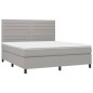 vidaXL Cama box spring colchón y luces LED tela gris claro 180x200 cm