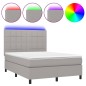vidaXL Cama box spring colchón y luces LED tela gris claro 140x190 cm vidaXL Cama box spring colchón y luces LED tela gris claro 140x190 cm