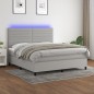 vidaXL Cama box spring colchón y luces LED tela gris claro 160x200 cm vidaXL Cama box spring colchón y luces LED tela gris claro 160x200 cm