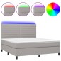 vidaXL Cama box spring colchón y luces LED tela gris claro 160x200 cm vidaXL Cama box spring colchón y luces LED tela gris claro 160x200 cm