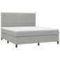 vidaXL Cama box spring colchón y luces LED tela gris claro 160x200 cm vidaXL Cama box spring colchón y luces LED tela gris claro 160x200 cm
