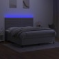 vidaXL Cama box spring colchón y luces LED tela gris claro 160x200 cm vidaXL Cama box spring colchón y luces LED tela gris claro 160x200 cm