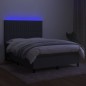vidaXL Cama box spring colchón y luces LED tela gris oscuro 140x190 cm