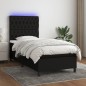 vidaXL Cama box spring colchón y luces LED tela negro 90x190 cm vidaXL Cama box spring colchón y luces LED tela negro 90x190 cm