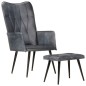 vidaXL Sillón orejero con reposapiés cuero auténtico gris vidaXL Sillón orejero con reposapiés cuero auténtico gris