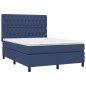 vidaXL Cama box spring colchón y luces LED tela azul 140x200 cm vidaXL Cama box spring colchón y luces LED tela azul 140x200 cm