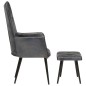 vidaXL Sillón orejero con reposapiés cuero auténtico gris vidaXL Sillón orejero con reposapiés cuero auténtico gris
