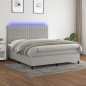 vidaXL Cama box spring colchón y luces LED tela gris claro 180x200 cm vidaXL Cama box spring colchón y luces LED tela gris claro 180x200 cm