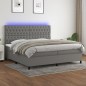 vidaXL Cama box spring colchón y luces LED tela gris claro 200x200 cm
