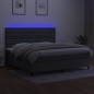 vidaXL Cama box spring colchón y luces LED tela gris claro 200x200 cm