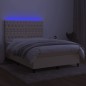 vidaXL Cama box spring colchón y luces LED tela crema 140x190 cm vidaXL Cama box spring colchón y luces LED tela crema 140x190 cm