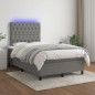 vidaXL Cama box spring con colchón y LED tela gris oscuro 120x200 cm vidaXL Cama box spring con colchón y LED tela gris oscuro 120x200 cm