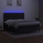 vidaXL Cama box spring colchón y luces LED tela negro 180x200 cm