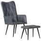 vidaXL Sillón orejero con reposapiés cuero auténtico gris vidaXL Sillón orejero con reposapiés cuero auténtico gris