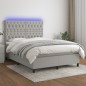 vidaXL Cama box spring colchón y luces LED tela gris claro 140x190 cm