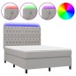 vidaXL Cama box spring colchón y luces LED tela gris claro 140x190 cm