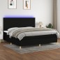 vidaXL Cama box spring colchón y luces LED tela negro 200x200 cm vidaXL Cama box spring colchón y luces LED tela negro 200x200 cm