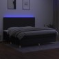 vidaXL Cama box spring colchón y luces LED tela negro 200x200 cm vidaXL Cama box spring colchón y luces LED tela negro 200x200 cm
