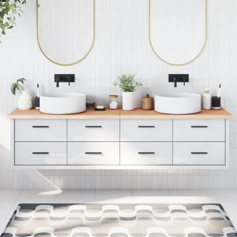 vidaXL Encimera de baño madera maciza sin tratar 200x40x(2-4) cm vidaXL Encimera de baño madera maciza sin tratar 200x40x(2-4) cm