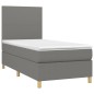 vidaXL Cama box spring colchón y luces LED tela gris oscuro 90x200 cm vidaXL Cama box spring colchón y luces LED tela gris oscuro 90x200 cm