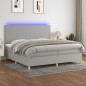 vidaXL Cama box spring con colchón tela y LED gris claro 200x200 cm vidaXL Cama box spring con colchón tela y LED gris claro 200x200 cm