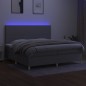vidaXL Cama box spring con colchón tela y LED gris claro 200x200 cm vidaXL Cama box spring con colchón tela y LED gris claro 200x200 cm
