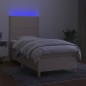 vidaXL Cama box spring colchón y luces LED tela color crema 90x190 cm vidaXL Cama box spring colchón y luces LED tela color crema 90x190 cm
