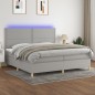 vidaXL Cama box spring con colchón tela y LED gris claro 200x200 cm vidaXL Cama box spring con colchón tela y LED gris claro 200x200 cm