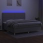 vidaXL Cama box spring con colchón tela y LED gris claro 200x200 cm vidaXL Cama box spring con colchón tela y LED gris claro 200x200 cm