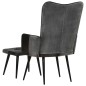 vidaXL Sillón con reposapiés cuero auténtico y lona negro vidaXL Sillón con reposapiés cuero auténtico y lona negro