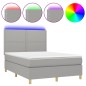 vidaXL Cama box spring colchón y luces LED tela gris claro 140x200 cm vidaXL Cama box spring colchón y luces LED tela gris claro 140x200 cm