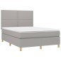 vidaXL Cama box spring colchón y luces LED tela gris claro 140x200 cm vidaXL Cama box spring colchón y luces LED tela gris claro 140x200 cm