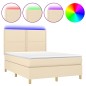 vidaXL Cama box spring colchón y luces LED tela crema 140x200 cm