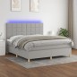 vidaXL Cama box spring colchón y luces LED tela gris claro 160x200 cm vidaXL Cama box spring colchón y luces LED tela gris claro 160x200 cm