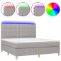 vidaXL Cama box spring colchón y luces LED tela gris claro 160x200 cm vidaXL Cama box spring colchón y luces LED tela gris claro 160x200 cm