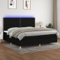 vidaXL Cama box spring colchón y luces LED tela negro 200x200 cm vidaXL Cama box spring colchón y luces LED tela negro 200x200 cm