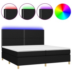vidaXL Cama box spring colchón y luces LED tela negro 200x200 cm