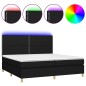 vidaXL Cama box spring colchón y luces LED tela negro 200x200 cm vidaXL Cama box spring colchón y luces LED tela negro 200x200 cm
