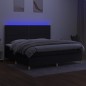 vidaXL Cama box spring colchón y luces LED tela negro 200x200 cm vidaXL Cama box spring colchón y luces LED tela negro 200x200 cm
