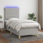 vidaXL Cama box spring colchón y luces LED tela gris claro 100x200 cm vidaXL Cama box spring colchón y luces LED tela gris claro 100x200 cm