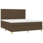 vidaXL Cama box spring colchón luces LED tela marrón oscuro 160x200cm vidaXL Cama box spring colchón luces LED tela marrón oscuro 160x200cm