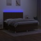 vidaXL Cama box spring colchón luces LED tela marrón oscuro 160x200cm vidaXL Cama box spring colchón luces LED tela marrón oscuro 160x200cm