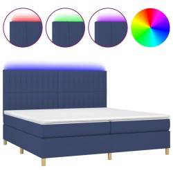 vidaXL Cama box spring colchón y luces LED tela azul 200x200 cm