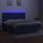 vidaXL Cama box spring colchón y luces LED tela azul 200x200 cm vidaXL Cama box spring colchón y luces LED tela azul 200x200 cm