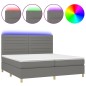 vidaXL Cama box spring colchón y luces LED tela gris claro 200x200 cm vidaXL Cama box spring colchón y luces LED tela gris claro 200x200 cm