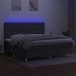 vidaXL Cama box spring colchón y luces LED tela gris claro 200x200 cm vidaXL Cama box spring colchón y luces LED tela gris claro 200x200 cm